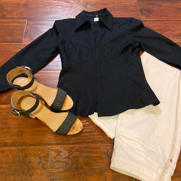 Navy blue long sleeve blouse - Picture 8 of 8